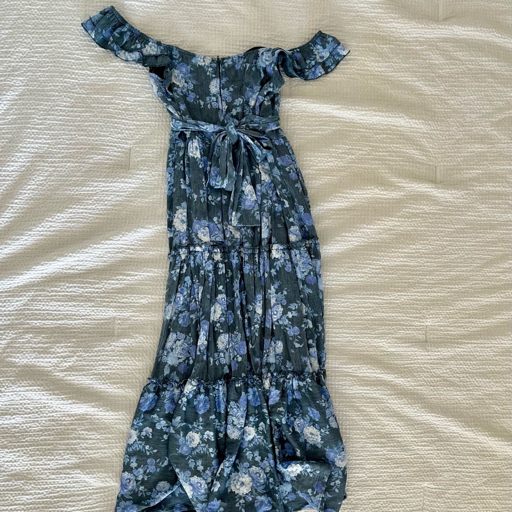 Floral Off-Shoulder Maxi Dress - Blue